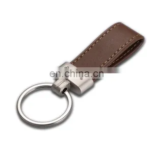New Fashion Brown Leather Strap Metal Keychain thumbnail-3