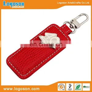 Novelty Logoson Custom Shape Metal Handmade Leather Keychain thumbnail-3