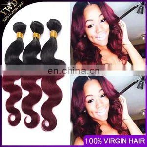 Burgundy Brazilian Hair Weave Red Ombre Human Hair Extension Body Wave Ombre Brazilian Hair thumbnail-1