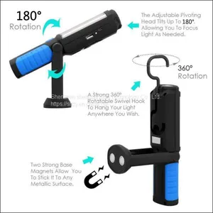 Portable Light 36 + 5 LED Flashlight USB Charging Work Light Magnetic + HOOK + Mobile Power for Can Help Phone Charge thumbnail-3