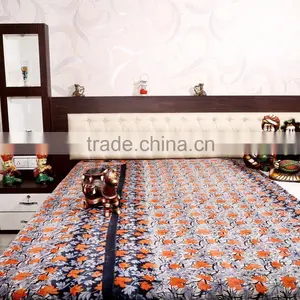 Ethnic Throw King Size Quilt Hand Stitched Kantha Quilt Bohemian Bedding Designer Kantha Gudari thumbnail-1