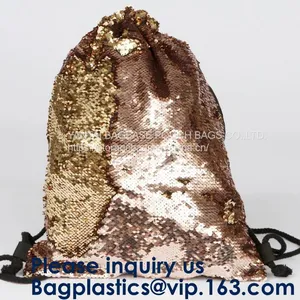 Fashion Bling Sublimation Magic Sequin Drawstring Backpack Bag,Glitter Mermaid Flip Sequin Bag Outdoor Shoulder Reversib thumbnail-3