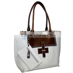 Vibrantly Mixed Color Leather Lady Hand Bag Tote Bag Handbag With Detachable Zipper Pouch thumbnail-4
