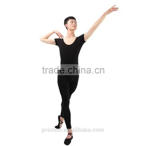 Comfortable Cotton Short Sleeve and Ancke Length Ballet Dance and Gymnastics Unitard For Men thumbnail-1