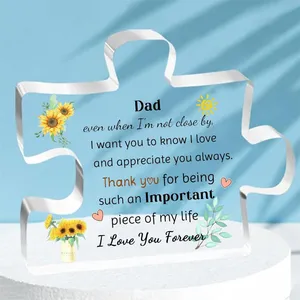 Daddy Acrylic Plaque Puzzle Ornaments Men Dad Birthday Christmas Present Home Desk Signs Decoration Papa Retirement Family Appreciate thumbnail-1