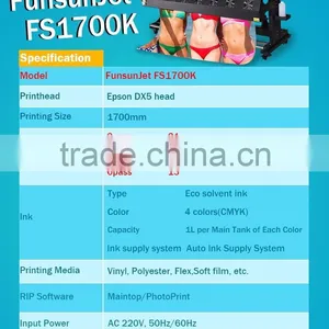 Best Price ,factory Original Funsunjet 1700K With DX5 Head Banner and Sticker Printer thumbnail-6
