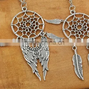 Dream Catcher Feathers Turquoise Tassel Sweater Chain Necklace thumbnail-1