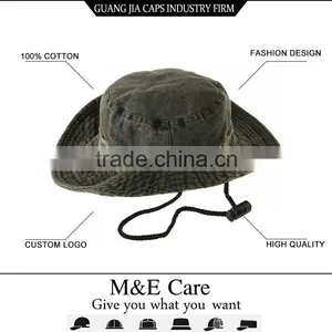 100% Cotton Unisex Wide Brim Military Cap Hunting Fishing Hat With String Outdoor Man Hat thumbnail-1