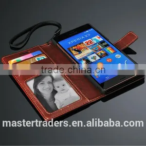 Original Fashion 64 Grain Stand Holder Wallet Flip PU Leather Case For Sony Z3 MT-3102 thumbnail-6