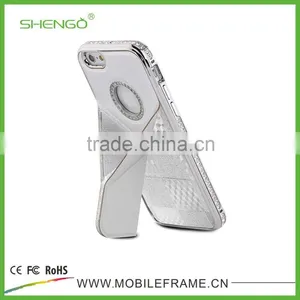 PU Leather and Diamond Metal Stands Function Phone Cases for IPhone 6 thumbnail-4