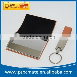 Cheap PU Leather Name Card Holder and Keychain Gift Set thumbnail-4