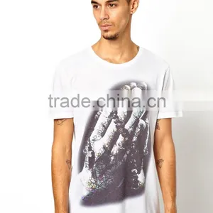 Combed Cotton Vintage T-Shirt With Praying Hands Print thumbnail-1