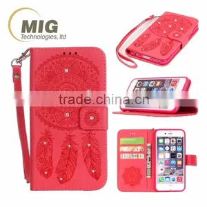For Iphone 6s 6 Plus Diamond Flower Wallet Leather Phone Case thumbnail-1