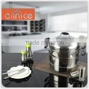 Two Layer Multi-functional Steam Pots Stainless Steel Steamer Pot Tempered Glass Lid & Steel Lid thumbnail-1