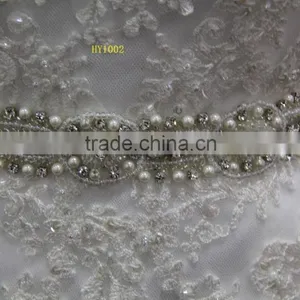 Small A-line With Beading Belt Lace Appliques Sexy See Through Back Wedding Dress thumbnail-2