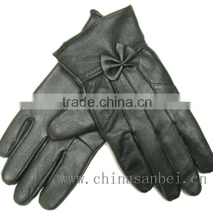 Lady Bowknot Real Genuine Leather Gloves LG-02 thumbnail-3