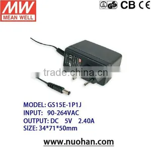 Meanwell 5v 2.40a Adaptor/12~15W AC-DC Single Output Wall-mounted Type/12w Wall-mounted Power Supply thumbnail-1