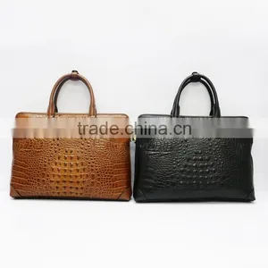 New Men's Briefcase Crocodile Grain Bag Black PU Leather Briefcase thumbnail-1
