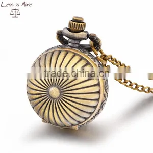 Gold & Silver Round Pocket Watch Necklace,antique Watch Pendant thumbnail-2