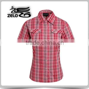 2015 Half Sleeve Cotton Checks Shirts Ladies Plaid Shirt thumbnail-1