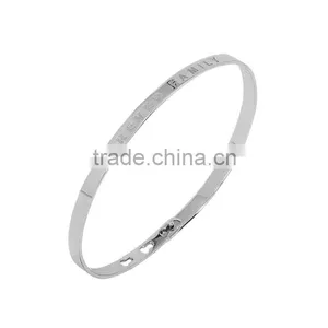 Memories Bangles With Customize Design Word 'FOREVER FAMILY' With 4mm/7mm Width thumbnail-1