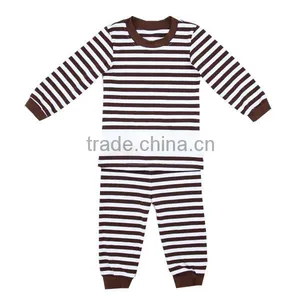 2016 Pajamas Set for Baby Toddler Children Boutique Winter Clothing Cotton Girls Pajamas Wine Striped Pajamas Kids thumbnail-3