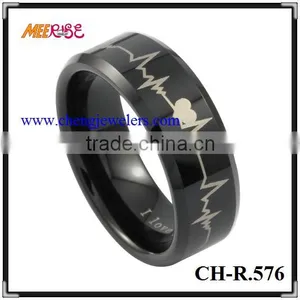 Hot Sale Comfort Fit High Quality Black Ceramic Love Ring thumbnail-1