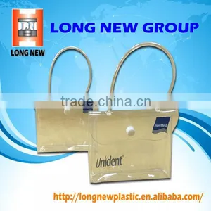 Small Size Clear Plastic PVC Button Closure Bag With Handle thumbnail-1