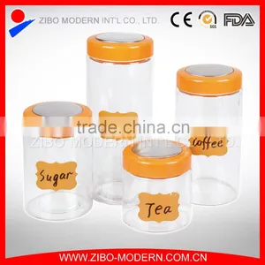 Pasta Coffee Storage Jar With Plastic Lid Clear Glass Container thumbnail-1