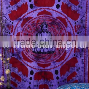 Hippie Boho Cotton Twin Buddha Meditation Lotus Wall Art Bohemian Wall Hanging Tapestry thumbnail-6