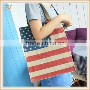American Flag Lady Single Shoulder Bag Jute Bag thumbnail-1