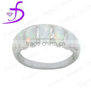 Wholesale Synthetic Opal Rings Unisex White Opal Ring thumbnail-1