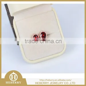 Luxury Red Garnet Stud Earrings Best Gifts to Friend thumbnail-3