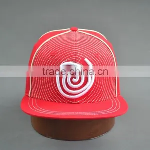 Red Flat Brim Fitted Caps With Custom Logos thumbnail-2