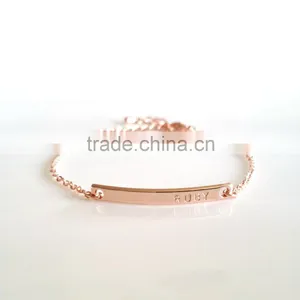 Cheap Steel Custom Engraved Personalized Bracelet in Rose Gold thumbnail-1