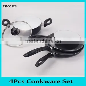 5Pcs Black Cooking Pot Ceramic Non-Stick Coating Aluminum Cookware Set thumbnail-1