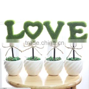 4 Artificial Potted LOVE Topiary Plant in Ceramic Pot Home Decor thumbnail-1