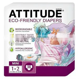 Attitude Size 1-2 Eco-friendly Disposable Nappies 4-8kg 36 per Pack thumbnail-1
