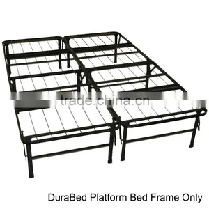 Durable Bed Full Size Steel Foldable Platform Bed Brackts, Powder Coated Black thumbnail-1