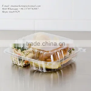 Clear Hinged BOPS Plastic Food Service Box Multi Compartment Clamshell Food Container thumbnail-4