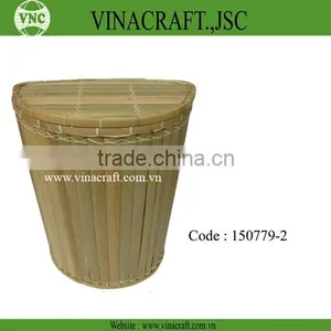Dark Brown Bamboo Laundry Basket With Lid thumbnail-6