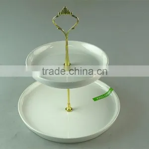 2-tier Ceramic Stand Holder Snack Plate for Party in Stocklots thumbnail-2