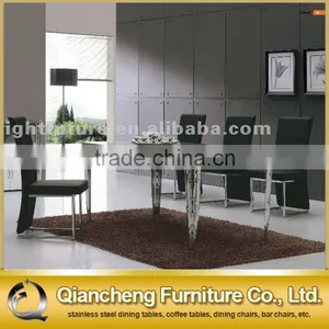 Europe Simple Model Stainless Steel Dining Table Base With Glass Top thumbnail-1