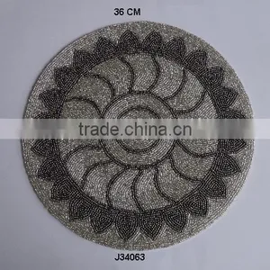 Round Glass Bead Table Mat With Grey Sun Style Other Colours Also Available thumbnail-1