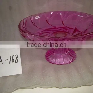 High Quality Blue Colored Glass Fruit Plate With Feet Stand thumbnail-1