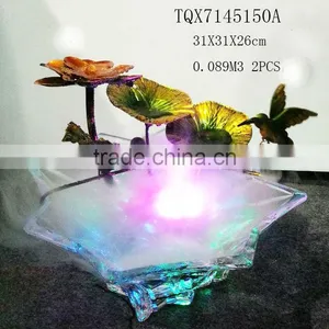 Misting Bronze Water Fountain With Metal Leaf thumbnail-1