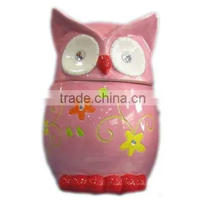 Ceramic Owl Cookie Jar ,pink thumbnail-1
