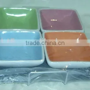 Set of 4 Mini Square Ceramic Snack Tapas Dish and Snack Tray thumbnail-1