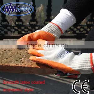 NMSAFETY Hot Sales Orange Work Gloves 7gauge Cotton Liner Latex Construction Safety Gloves thumbnail-1