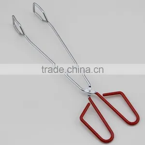Red Rubber Handle Scissor Food Serving Tongs/ BBQ Tongs thumbnail-2